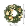 Fleurs décoratives 11,81 pouces couronne de Noël ornements suspendus pour porte d'entrée jardin ange élan guirlande d'arbre de Noël décoration de fête joyeuse