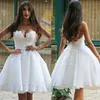 New Arrival Charming White A Line Wedding Dresses for Bride Short Sweetheart Florals Bridal Wedding Gowns Open Back On Sale