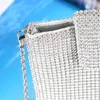 럭셔리 다이아몬드가 강화 된 휴대폰 파우치 여성 체인 크로스 숄더 작은 가방 라인 스톤 이브닝 백