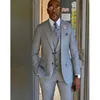 Men's Suits Handsome Groomsmen Peaked Lapel Groom Tuxedos Mens Wedding Dress Man Blazer Prom Dinner 3 Piece Suit Jacket Pants Tie Vest