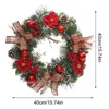 Decorative Flowers Christmas Front Door Wreath Flower Decorations Artificial Floral With Pine Needles Red Berries Bows