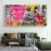Banksy Art Love Is All We Need Oil Paintings on Canvas Graffiti Wall Street Art Posters and Prints Decorative Picture Home Decor3369