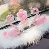 Decorações de interiores Decoração de carro flamingo Spring Spring Head Toy Plant Flower Pasted Dashboard Accessories Center Console