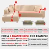 Chair Covers 2 PCS Elastic For Sofa Living Room L Shaped Cover Case Chaise Longue Couch Slipcover Corner Stretch