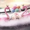 Decorações de interiores Decoração de carro flamingo Spring Spring Head Toy Plant Flower Pasted Dashboard Accessories Center Console