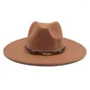 Berets Hat Fedora Hats For Women Caps Male Solid Western Cowboy Big Brim 9.5cm Casual Luxury Panama Winter Khaki Black Women's