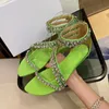 Amina muaddi Begum Crystal Embellished Buckle Stain Spool Flat Sandals Women's Luxury Designer Dress Shoes Evening Backless Sandals 35--42size