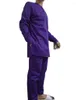 Ethnic Clothing Cotton Men Suit Koszulka Match Pant Zestaw Solid Purple Tops Spodni Festival African Corch Wear