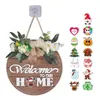 Decorative Flowers Interchangeable Round Wooden Sign For Front Door Porch Decor With 13 Seasonal Pieces Ornament Aritficial Flower Bowknot