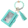 Handmade Jewelry Wholesale Silicone Bead Bracelet Card Holder Wooden Bead Wrist Keychain Pendant Anti-Lost Tassel Bracelet Key Ring