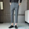 Herenpakken 2022 Slim fit heren kleding broek mode verticale strepen passen streetwear enkel lengte kantoorbroek formeel 29-36