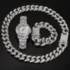 2020 Mannen Hip Hop Iced Out Bling Ketting Armbanden Horloge 20 Mm Breedte Cubaanse Kettingen Kettingen Hiphop Charm Sieraden geschenken293A5548060