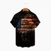 Herren-Freizeithemden, Camisa Hawaiana Hombre, modisches Herren-Hawaii-Hemd, amerikanische Flagge, Farbe bedruckt, Strand, Aloha, kurze Ärmel, XL 5