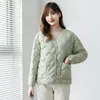 Women's Down Autumn Spring Plus Size Ultra Light Jacket Women V-neck Duck Coat Casual Collarless Warm