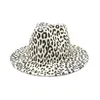 Boinas Sombrero moda unissex lã plana lã feltro jazz fedora hats homens mulheres leopard grão trilby panamá formal hf138