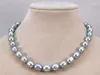 Chains Single 11-12mm Yellow Coffee Gray Cultured Freshwater Natural Pearl Necklace 17"