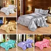 Bettw￤sche Set 4 St￼ck Luxus Satin Seide K￶nigin Kingsize -Bett Set Bettdecke Quilt Bettdecke flach und ausgestattete Bettblech Bettwinkel 20119257g