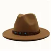 Boinas 2022 Hombres Mujeres Auténtico Fedora Sombrero con cinturón Panamá Lana Trilby Casual Tamaño salvaje 56-58 cm