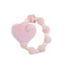 S3344 Portachiavi Inverno Peluche Cuore d'amore Bracciale a catena con perline Cuffie Custodia per cellulare Accessori Perle finte Catene da polso