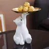 Bandeja criativa de armazenamento de estátua de urso branco, decoração nórdica de mesa para sala de estar, bandeja de armazenamento de lanches, artesanato h6890943