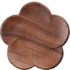 Table Mats Black Walnut Solid Wood Creative Petal Mat Teacup Wooden