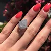 ICE Out Drop Cluster Zircon Silver Wedding Ring for Women Party Bridal Promiss Size 5-10