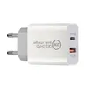 20w carregador de parede rápida Tipo C PD PD Charging Home Travel Chargers Adaptador para iPhone Samsung eu plug plug qc 3.0 carregador de telefone com caixa de varejo