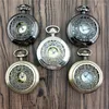 Pocket Watches 100pcs/lot Classic Hollwed Quartz Watch Fob Clock Vintage Pendant Men Women Gift Reloj Wholesale