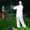 Etnische kleding unisex traditionele Chinese Chinese lange mouw wushu taichi kungfu uniform tai chi uniformen oefening