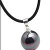 gt 820mm Colgante de perlas de concha de mar negro Collar de caucho negro Plata 925 BLUE LOTUS225R3349713