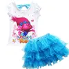 Vêtements d'été Trolls Costume enfants enfants vêtements ensembles survêtements pour filles top t-shirts jupes 2 pièces Y200325324E2974417