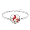 Necklace Earrings Set Women's Bracelet Jewelry Round Glass Gem Cardinal Bird Time Stone Cabochon Pendants