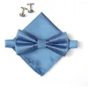 Bow Ties Hooyi 2022 Fashion Grip Tie Set For Men Hanky ​​Cufflinks Butterfly Pocket Towduk Handduk