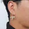Dangle Earrings Out Hip Hop 1 Pair Zircon Gun Jewelry Earring Gold Color Micro Paved Full Bling CZ For Punk Men