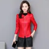 Kvinnor l￤der 2022 Spring Autumn Women Faux Jackets dragkedjor t￤cka kvinnlig mode smal motorcykel ytterkl￤der cyklist f￥r skinjacket