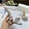 Designer Beach Rainbow Slippers Summer Women's Rhinestone Bowknot Sandaler Sexiga High Heels Gold Glitter Shoes