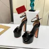 Sommer die neuen Sandalen 15,5 cmHigh Heels Frauen Kleidungsschuhe Luxusdesigner-Plattform Hochzeitsfeier Fisch Mund Frauen Schuhe 35--42größe