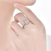 결혼 반지 하이 카본 다이아몬드 에메랄드 컷 스털링 실버 약속 약혼 반지