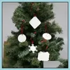 Decorações de Natal 20 Estilos de Natal Sublimação Ornamentos MDF Transferência de calor Pingente de madeira em casa Decoração em branco DIY Presentes Dh20n