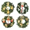 Fleurs décoratives 11,81 pouces couronne de Noël ornements suspendus pour porte d'entrée jardin ange élan guirlande d'arbre de Noël décoration de fête joyeuse