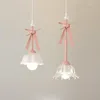 ペンダントランプピンクフラワーライト子供用プリンセスルームベッドサイドハンギングライトフィクスチャー屋内照明ベッドルーム用の家の装飾