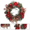 Flores decorativas da porta da frente do Natal Decorações de flores Floral artificial com agulhas de pinheiro Burries vermelhas arcos