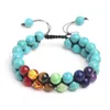 Handmade Jewelry Wholesale Natural Color Pulse Wheel Bracelet Turquoise Frosted Agate Volcano Double-Layer Adjustable Woven Bracelet Ornament