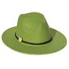 Berets Fedora For Women Hats European And American Style Hat Wooden Hearts Belt Wide Brim ContractedMore Color Gradient