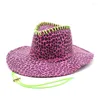 Bérets été imprimé léopard chapeau de Cowboy pour femmes rétro melon Fedora femme feutre large bord Jazz casquette quatre saisons Cowgirl Sombrero