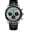 2022 Erkek Kuvars İzle 50mm Deri Kayış Mavi Siyah Safir Kol Saatleri Süper aydınlık montre de luxe