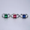 Четыре когтя из Изумрудного зеленого сапфирового синего рубинового красного цвета Кристаллическое серебряное кольцо для женщин