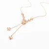 Chaînes 585 Collier en or violet Collier de luxe Fleur Gland 14K Rose Pendentif Romantique Sweet Engagement Party Bijoux