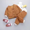 温かいコート幼児の新生児の女の子の固形服ロングパンツ2pcs/set Outfit cottonbayboys tracksuit 0-4 years