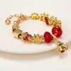Handmade Jewelry Wholesale Charm Bracelets European Style DIY Large Hole Gold Bracelet Christmas Gifts For Women Bell Pendant Red Crystal 3D Star Snowflake